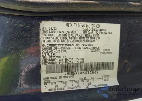 2003 Mercury Grand Marquis Ls из США, поврежденный, VIN 2MEHM75W23X603629